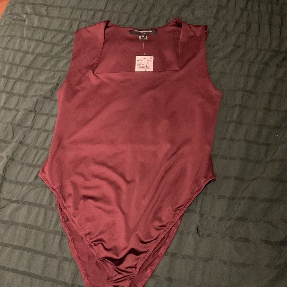 French Connection Deep Red Sleeveless Bodysuit